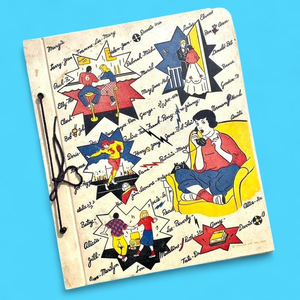 1950s true vintage large novelty high school graphic scrapbook
